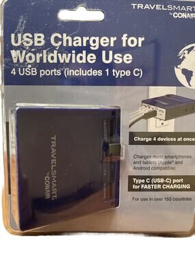 Travel Smart by Conair All-in-One Adapter with USB Port TS43T
